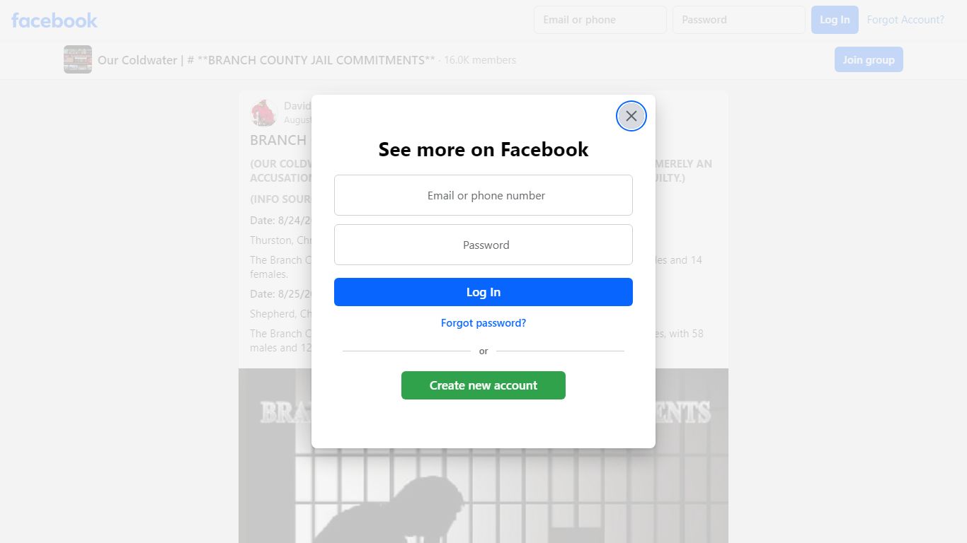 Our Coldwater | # **BRANCH COUNTY JAIL COMMITMENTS** - Facebook
